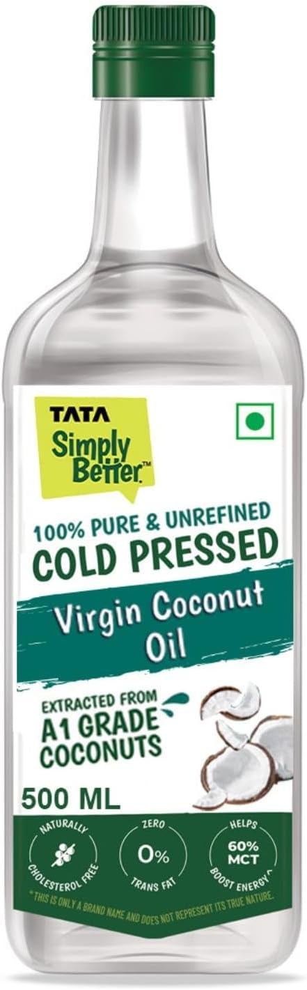 - Pure & Unrefined Cold Pressed Virgin Coconut Oil,Naturally Cholesterol Free,500ml,Rich Aroma & Flavour of Real Coconuts,For Daily Cooking with Multipurpose Usage,A1 Grade Coconuts