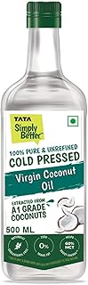 Tata Simply Better Pure & Unrefined Cold Pressed Virgin Coconut Oil,Naturally Cholesterol Free,500ml,Rich Aroma & Flavour ... Price In India