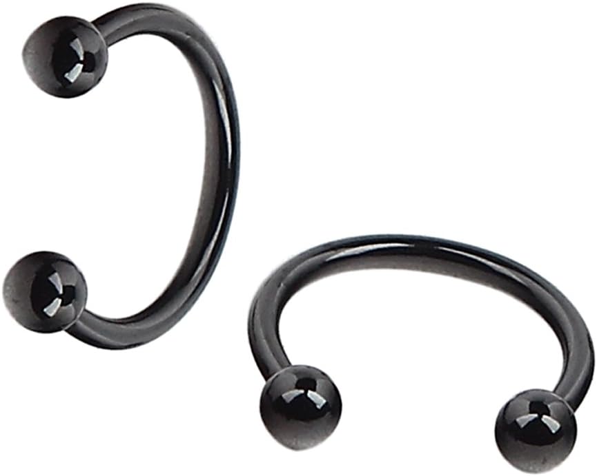 Ruifan 10PCS 16G CBR Horseshoe Circular Rings Black Titanium Anodized 316L Surgical Steel for Lip, Septum Piercing Jewelry & Cartilage 3mm Balls 6-12mm - Image 3