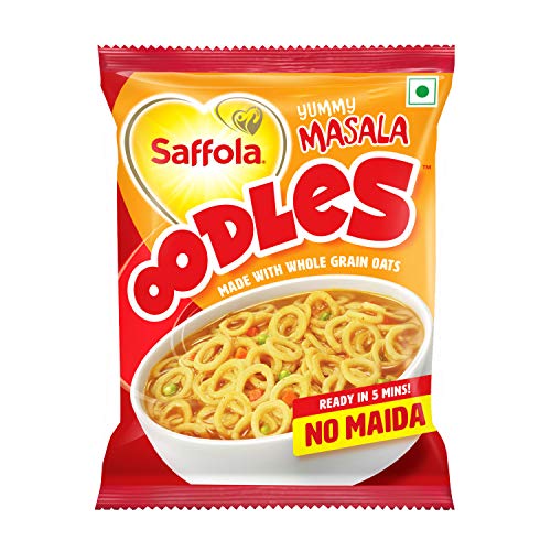 Image of Saffola Oodles,Instant Noodles,Ring Shape,Yummy Masala Flavour,No Maida,Whole Grain Oats,46 grams Pouch