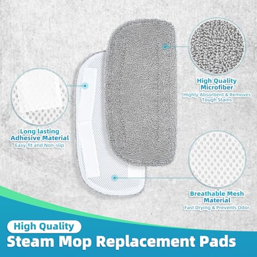 Image of LOVECO Steam Mop Pads Compatible with GorFanty GF-6610B /GF-6610, Neugo NE033 /NE033M & Mxnsewr, Washable Microfiber Steam Mop Replacement Pads for Multi-Surface Cleaning (2 Pack)