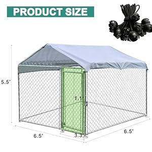 Outdoor Dog Kennel with Roof, Large Dog House Pen Enclosure Heavy Duty Chain Link Dog Kennel with Metal Gate (H3028) Outdoor Dog Kennel with Roof Large Dog House Pen Enclosure Heavy Duty Chain Link Dog Kennel with Metal Gate H3028