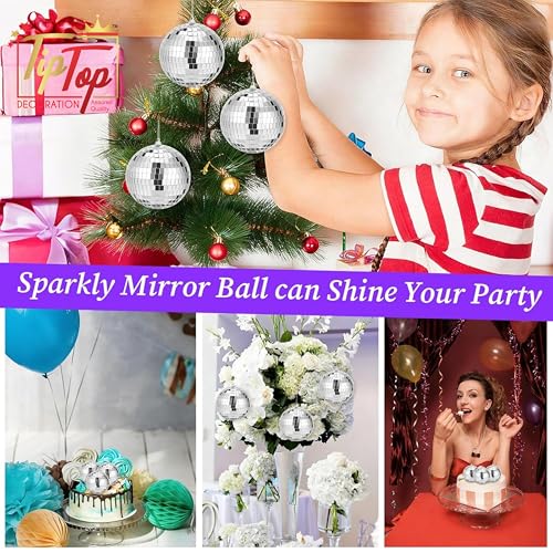 Image of Premium Mirror Disco Ball Hanging Party Centerpieces (Handmade) (4 cm (6 pcs) (1.5 inch))