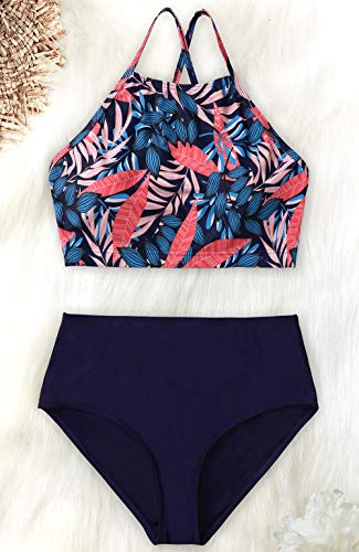 Image of CharmLeaks Women's Bikini Sets High Neck Two Piece Swimsuits Sport Bathing Suits