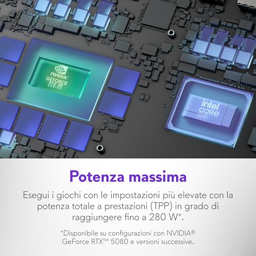 18 Area-51 Laptop Gaming 18" WQXGA 300Hz G-Sync, Intel Core Ultra 9 275HX Series 2, Nvidia GeForce RTX 5080, 32GB DDR5 RAM, 2TB SSD, Windows 11 Home, Cryo-tech, AlienFX RGB QWERTY - Notebook - Immagine 1