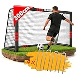 HELIORUSH Fußballtor 300 x 200 cm - Anti-Rost Stahlrohr...