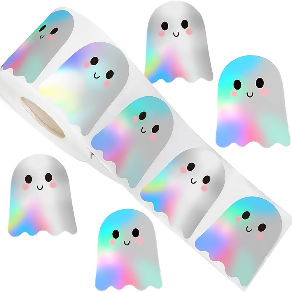 500PCS Easter Stickers Roll 6 Colors Spring Happy Easter Bunny Stickers 1.5in Holographic Self-Adhesive Decorative Label Sticker for Envelopes Scrapbook Gift Holiday Party Decorations