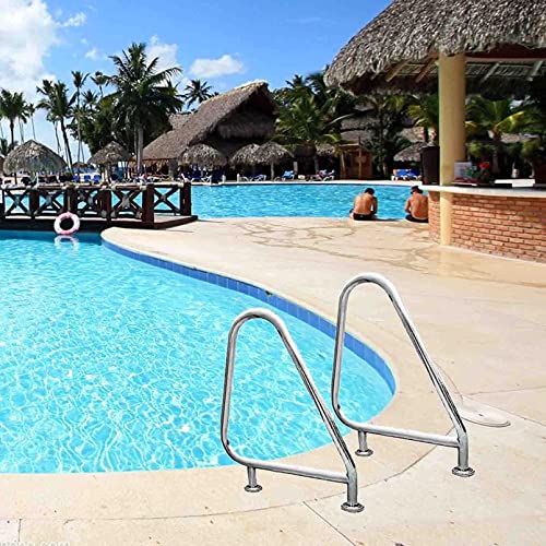 Sturdy Pool Safety Handrails Pool Handrails Swimming Pool Hand Rail, 304 Stainless Steel Silver Pool Handrail Easy Mount Hand Grab Rail - 250LBS Safety Load Capacity (1 pc)