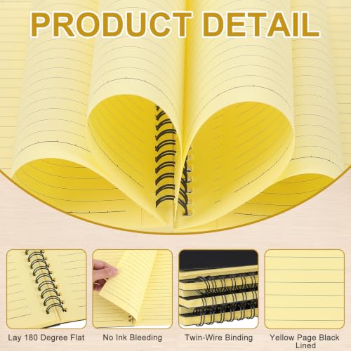 Image of Yahenda 6 Pcs Spiral Notebooks,1 Subject,Wide Ruled, Yellow Inner Pages