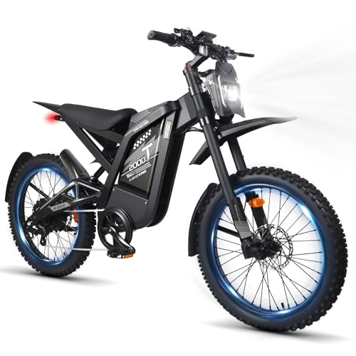 OUXI Electric Dirt Bike for Adults, Peak 3000W Electric Motorcycle with 48V 30AH Removable Battery, Max 37 MPH E-Bike, D - Detailed View