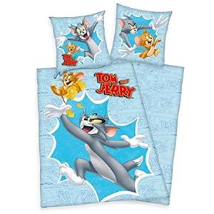 2tlg. Kinder Bettwäsche Tom & Jerry 135x200cm Baumwolle Bettdecke Bettgarnitur