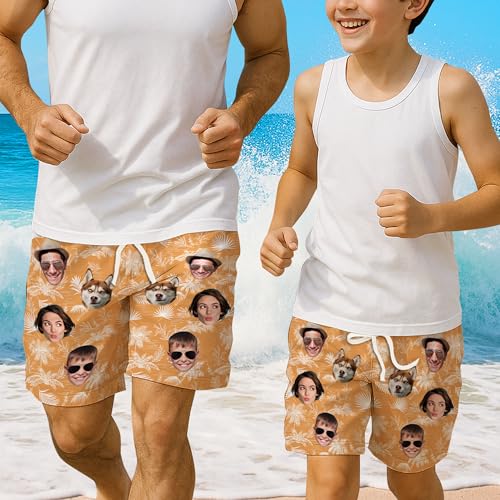 Custom Hawaiian Shorts for Men with Photo, Personalized Swim Trunks for Men, Custom Face Hawaiian Swim Trunks Mens2