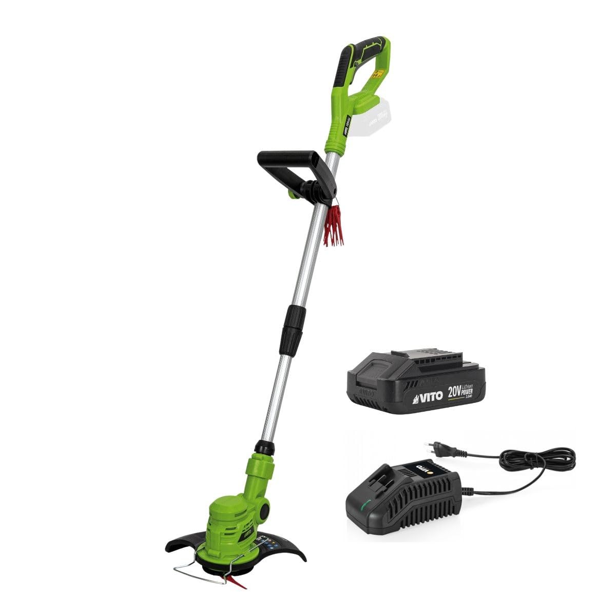 VITO - Coupe Bordure sans Fil 20V + Batterie Lithium 2.0AH + Chargeur + Jeu de 20 Lames coupantes LI