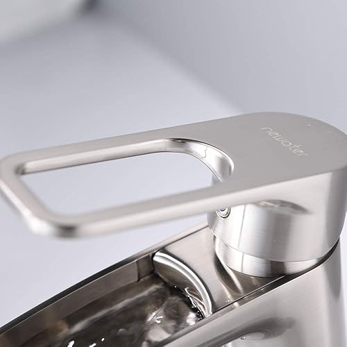 Miniatura 6 de NEWATER - Grifo para lavamanos de latón con salida de agua en cascada, monocontrol, instalación de 1 agujero, grifo mezclador estilo casa de campo