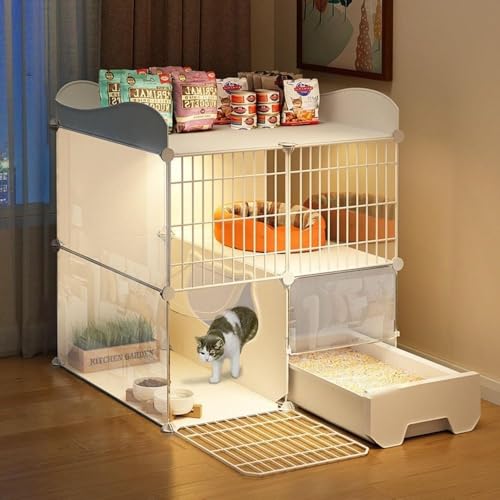 猫 ケージ トイレ付き 大型 広い スリム 飛散軽減 一体型 組み立てが簡単 DIY組立 大型 猫ゲージ 通気性が良い 脱走防止 キャットケージ トイ付き 掃除しやすい 大きい キャットゲージ 取り外し可能 おしゃれ 猫用 室内猫小屋 快適なスペース 室内