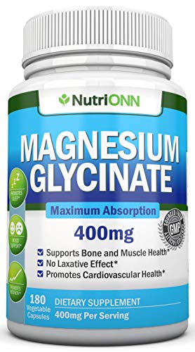 Magnesium Glycinate - 400 mg - 180 Vegan Capsules - Maximum Absorption