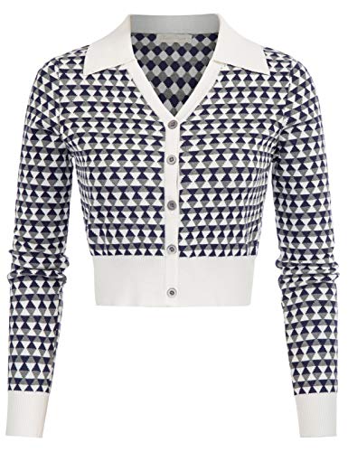 Belle Poque Gilet Laine Femme Hiver Ete Cardigan Court Vintage Annee 50 Chic Courleur-2#BPA2197 X-Large