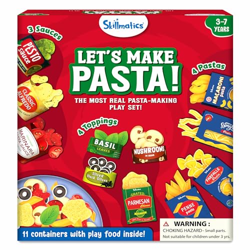 Skillmatics Pretend Play Pasta Set – 11 Containers, 120+ Play Food Items for Child’s Play, Back-to-School Play Kitchen Accessories, Toy Kitchen, Gifts for Kids & Toddlers Ages 3, 4, 5, 6, 7