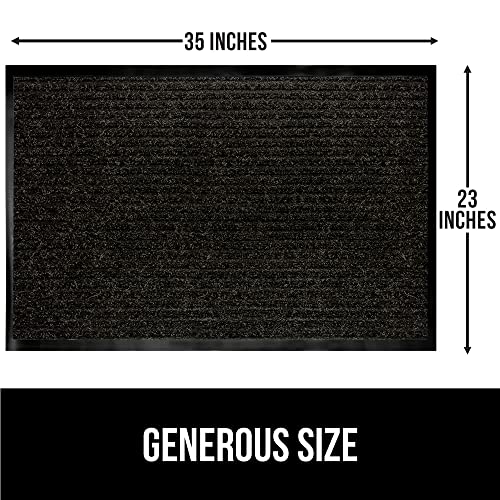 Gorilla Grip Heavy Duty Traffic Guard Doormat, 2 Pack, 35X23, Durable Rubber Backing, Low Profile Indoor Outdoor Door Mat, Stain, Fade Resistant Shoe Scraper, Commercial Welcome Mats For Entry, Black #TOP7