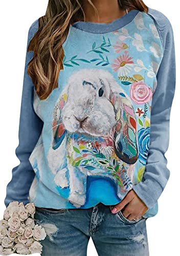 Sweat lapin bleu femme idéal pour la chasse aux œufs 3XL