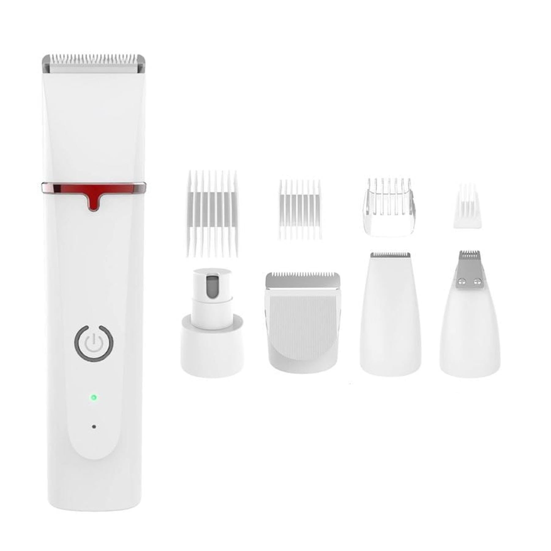 Sipets ® Dog Clippers, 4 in 1 Dog Grooming Kit, Cordless Low Noise Hair Clipper Nail Clipper, USB Rechargeable Paw Trimmer for Small Pets, Cats, Dogs, with 4 Replacement Heads