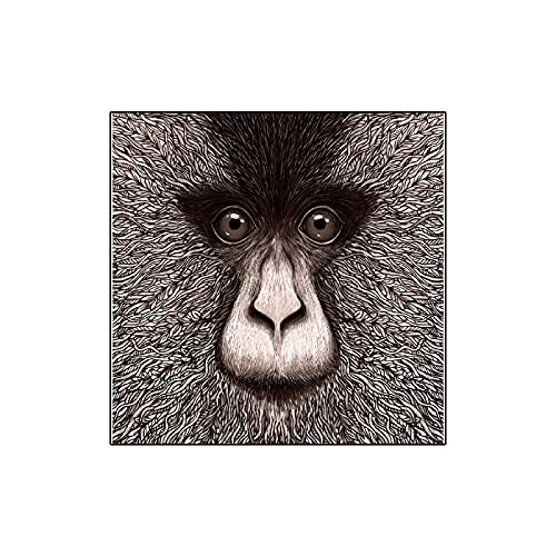Peinture singe moderne sur toile 30x30 cm portrait macaque abstrait - 3
