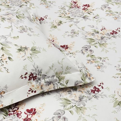 Image of Story@Home 190 TC Cotton Double Bedsheet Set with 2 Pillow Covers | Soft Breathable Fabric | 250 x 225 cm Double Bed Sheet | Off White & Grey Floral Printed Bedding for Bedroom