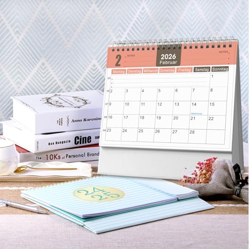 AEYAKA Tischkalender 2026 - Kalender 2026 von November 2025 bis Dezember 2026, 20 x 20.5cm Deutsch A06 (Weiß 26)