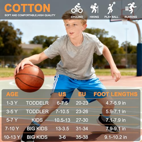 Image of 12 Pairs Kids Cotton Crew Socks, Unisex School Socks Ages 1-13