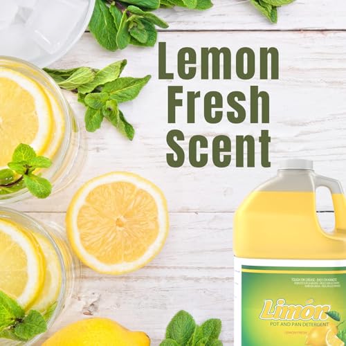 Image of Diversey Limon Pot & Pan Detergent - Tough On Grease, Easy On Hands - High-Sudsing Liquid Dish Soap Concentrate, Lemon Fresh Scent, 1-Gallon