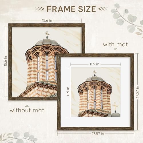 Image of Picrit 16x16 Rustic Brown Picture Frame, Poster Frame for Wall, 3 Pack