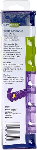 Miniatura 5 de EZY DOSE Pastillero semanal de tacto suave (7 días), planificador de medicamentos, caja organizadora de vitaminas, planificador diario,