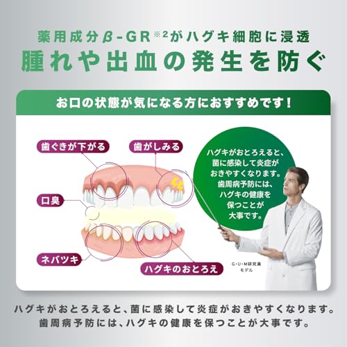 GUM(ガム) 歯周プロケア 歯周病予防 ハグキケア 薬用ハミガキ 歯磨き粉 デンタルペースト レギュラータイプ メディカルミントタイプ の商品画像 2