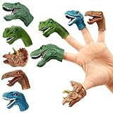 Juvale 10-Pack Kids Finger Dinosaur Puppets Toys, 5 Assorted Designs