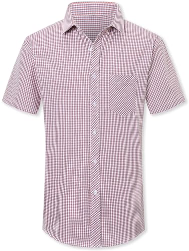 Cromoncent Mens Button Down Short Sleeve Shirts 100% Cotton Plaid Summer Casual Shirts for Men with Pockets2