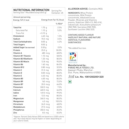 Image of avvatar ALPHA WHEY PROTEIN | 1Kg | Chocolate Hazelnut Flavour | 25g Protein | 25 Servings