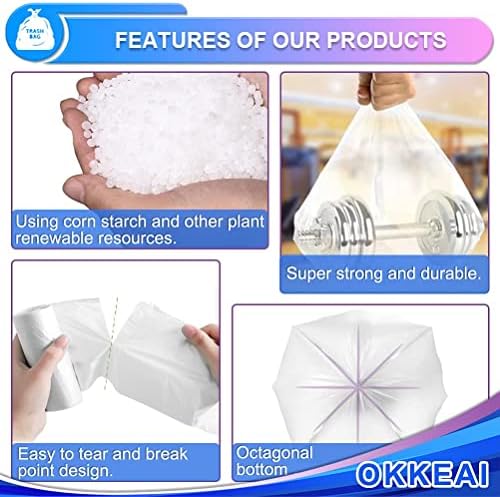 OKKEAI Small Trash Bags 5L Bin Bags White Bin Liner Mini Garbage Bags for Wastebasket,Bathroom,Office,120 Bags