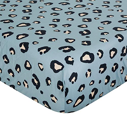 Crib Sheet UOMNY 100% Cotton - Crib Fitted Sheets Baby Sheet Standard Crib Toddler Sheet 28 x 52 Inch for Boys and Girls 1 Pack Leopard Blue Toddler Sheet
