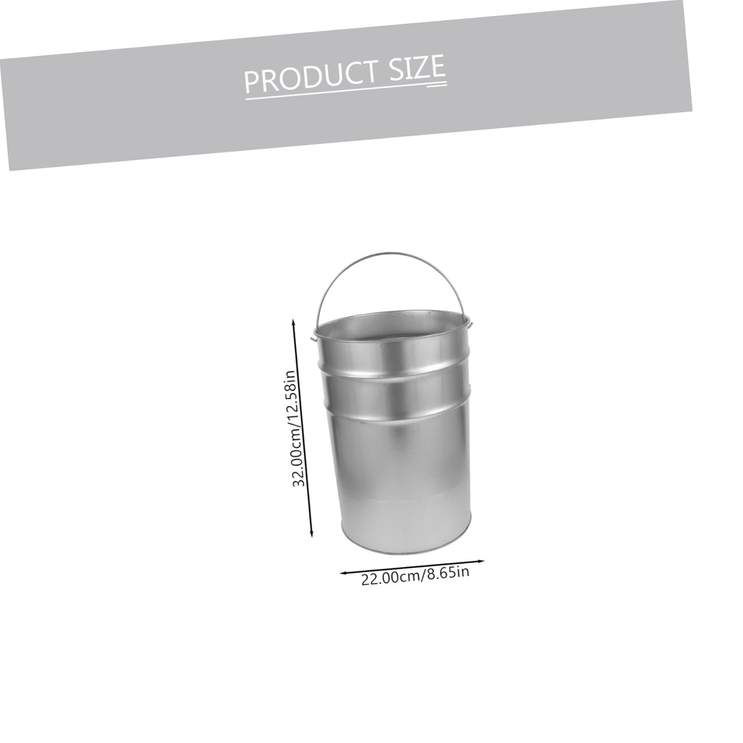 Galvanized Steel Outdoor Trash Can Handle Portable Metal Garbage Container for Garden and Patio Heavy-Duty Waste Bin for Indoor and Outdoor Use