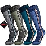 OutdoorMaster Merino Wolle Ski Socken, leichte Kissen Kompression Thermische Socken für Männer und Frauen, kaltes Wetter Snowboarding Socken über dem Kalb rutsch feste Manschette, schützen Knöchel