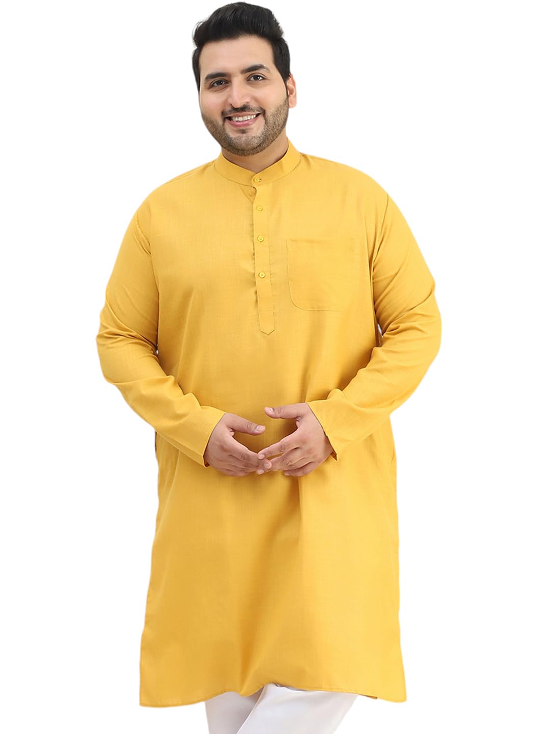 Sojanya Plus (Since 1958) Men's Cotton Mustard Only Kurta