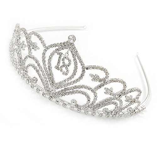 Tiara de princesa 18 para bodas y bailes de graduación con cristales 6