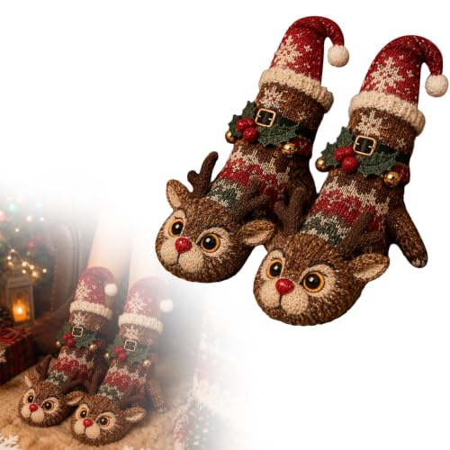 Christmas 3D Animal Socks for Adult Kids Cute Plush Fuzzy Novelty Xmas Gift - image 7