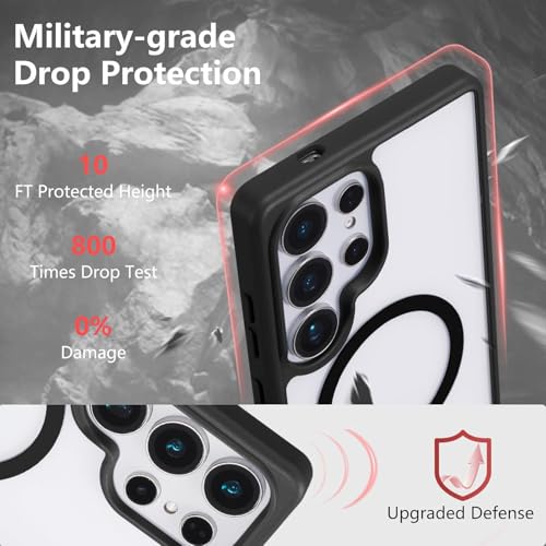 Image of Back Cover Case for Samsung Galaxy S25 Ultra | Back Cover with Mag-Safe | Transparent & Black Mobile Phone Back Cover for Samsung Galaxy S 25 Ultra / S25 Ultra | Anti Yellow TPU Back Cover