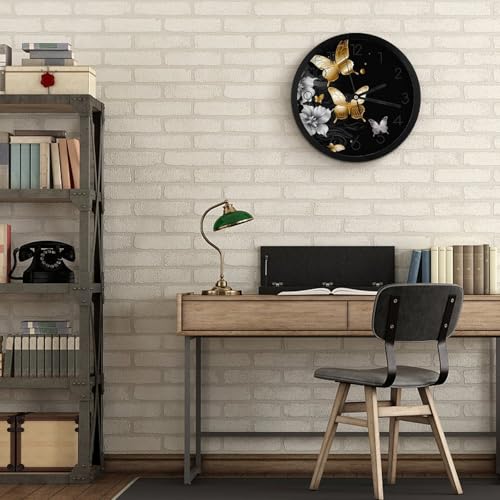 Horloge murale décorative dorée et blanche moderne de 25,4 cm