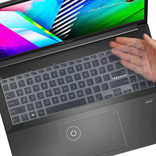 Saco Silicone Keyboard Cover Skin for 2022 ASUS Vivobook 15 OLED 15.6 Inch Laptop X1505ZA-L1511WS and 2023 ASUS Vivobook 16 X1605VA-MB541WS 16 Inch Laptop Keyboard Protector - Transparent