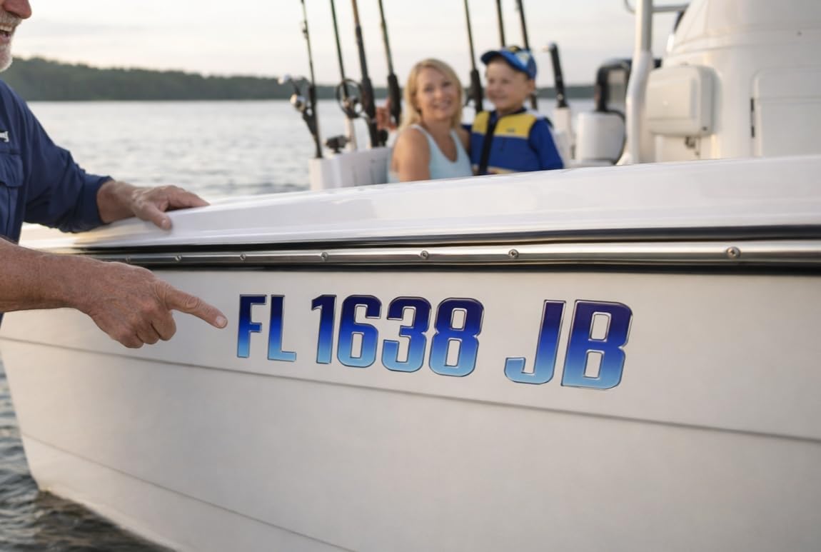 Boat Letters and Numbers Registration Set Navy Blue Domed Numbers and Lettering for Marine Vessels