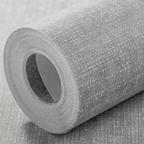 Trafagala Light Grey Linen Wallpaper Modern Plain Grey Textured Wallpaper Feature Hessian Wallpapers for Bedroom Living Room TV Background Hallway Dining Room Hallway and Stairs