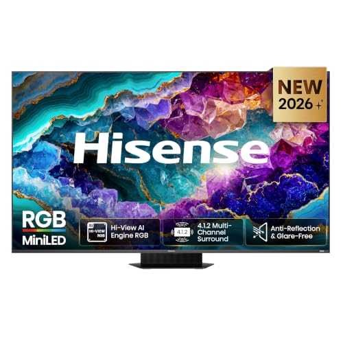 Hisense Smart TV RGB MiniLED 170Hz 65' 4K 65UR9S | Schermo Anti-Riflesso, Dolby Atmos 4.1.2 By Devialet, Dolby Vision IQ, IMAX, VIDAA OS, USB-C,Wifi 6, BT, Airplay2, 2026 Model