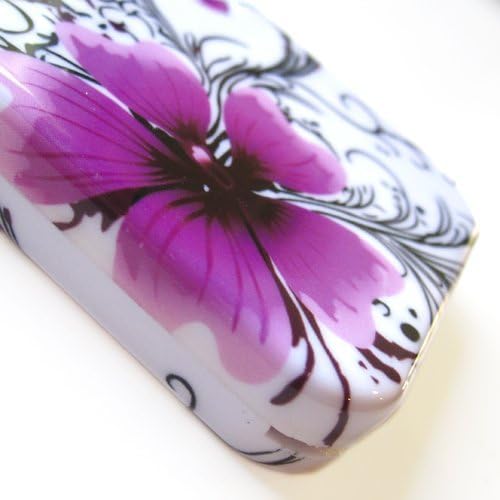 Snap-on Protector Hard Case Image Cover "Artistic Purple Flowers" Design" for Apple iPhone 4 / 4S